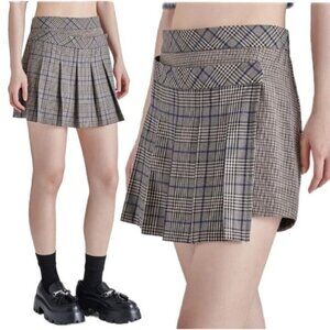 New Steve Madden Jeanne Mini Skirt Pleated Plaid Houndstooth Preppy Sz 12